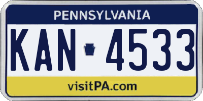 PA license plate KAN4533