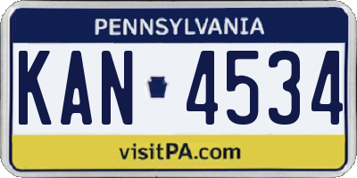 PA license plate KAN4534