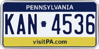 PA license plate KAN4536