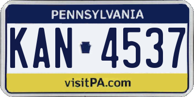 PA license plate KAN4537