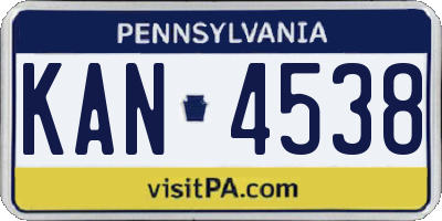 PA license plate KAN4538
