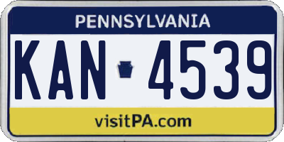 PA license plate KAN4539