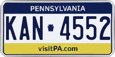 PA license plate KAN4552