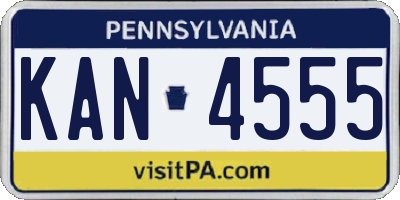PA license plate KAN4555