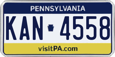 PA license plate KAN4558