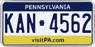 PA license plate KAN4562