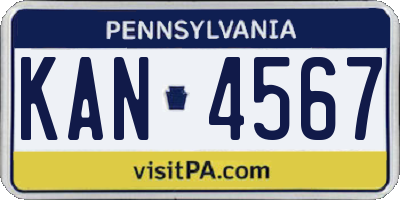 PA license plate KAN4567