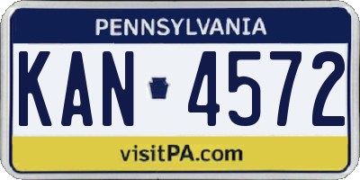 PA license plate KAN4572