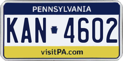 PA license plate KAN4602