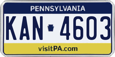 PA license plate KAN4603
