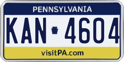 PA license plate KAN4604