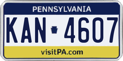 PA license plate KAN4607