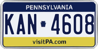 PA license plate KAN4608