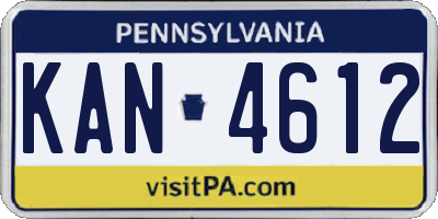 PA license plate KAN4612