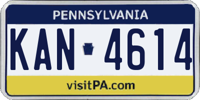 PA license plate KAN4614