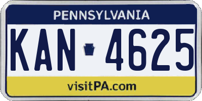 PA license plate KAN4625