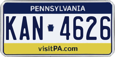 PA license plate KAN4626