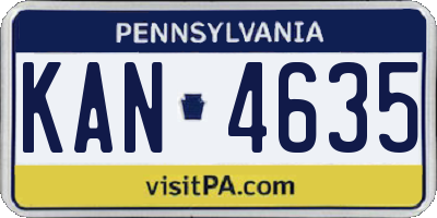 PA license plate KAN4635