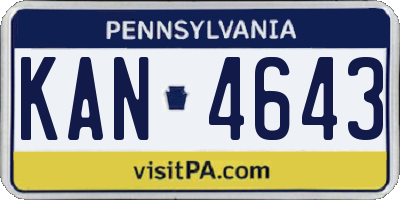 PA license plate KAN4643