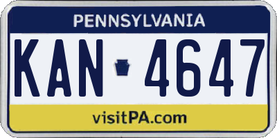 PA license plate KAN4647