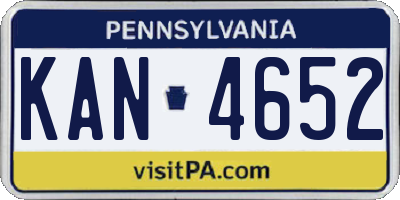 PA license plate KAN4652
