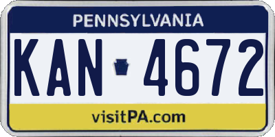 PA license plate KAN4672