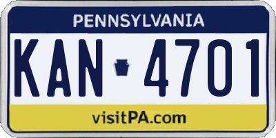 PA license plate KAN4701