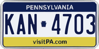 PA license plate KAN4703