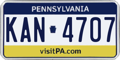 PA license plate KAN4707