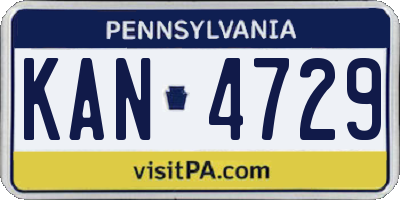 PA license plate KAN4729