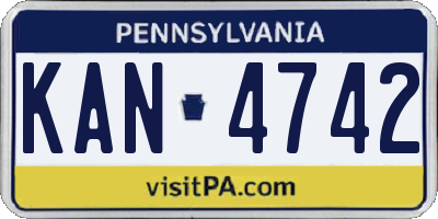 PA license plate KAN4742