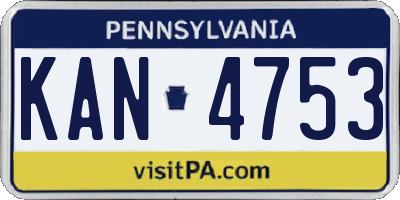 PA license plate KAN4753