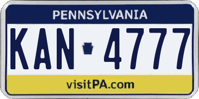 PA license plate KAN4777