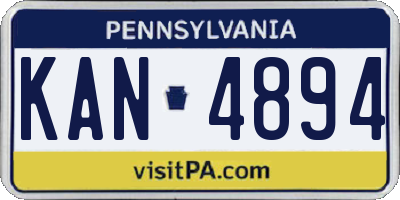 PA license plate KAN4894