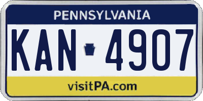 PA license plate KAN4907