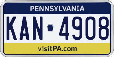 PA license plate KAN4908