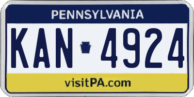PA license plate KAN4924