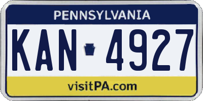PA license plate KAN4927