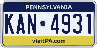 PA license plate KAN4931