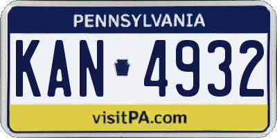 PA license plate KAN4932