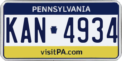 PA license plate KAN4934