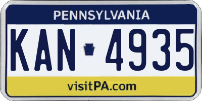 PA license plate KAN4935