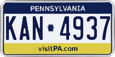PA license plate KAN4937