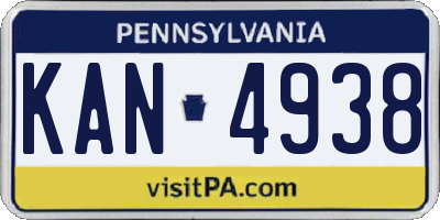 PA license plate KAN4938