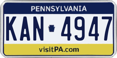 PA license plate KAN4947