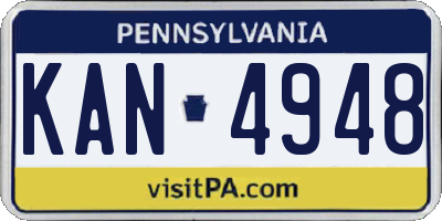 PA license plate KAN4948