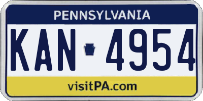 PA license plate KAN4954