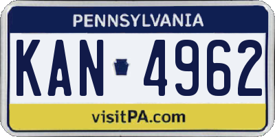 PA license plate KAN4962