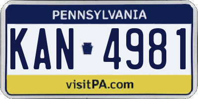 PA license plate KAN4981