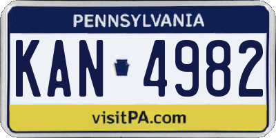 PA license plate KAN4982